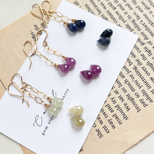 9月誕生石〉【選べる】ナチュラルサファイアの揺れるピアス イヤリング