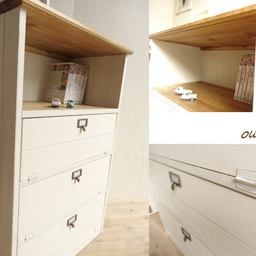 サイズデザインオーダー可！4枚バッタン扉キャビネット○シャビー