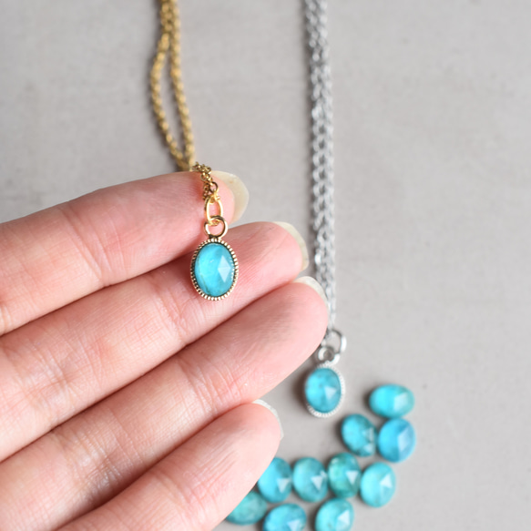 【限定数のみ・Sタイプ】地球の石　クリソコラクリスタル　サージカルステンレスネックレス40㎝ 14枚目の画像