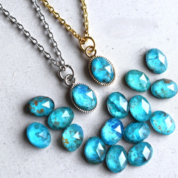 【限定数のみ・Sタイプ】地球の石　クリソコラクリスタル　サージカルステンレスネックレス40㎝ 1枚目の画像