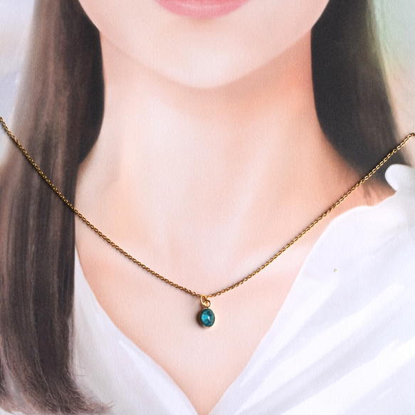 【限定数のみ・Sタイプ】地球の石　クリソコラクリスタル　サージカルステンレスネックレス40㎝ 15枚目の画像