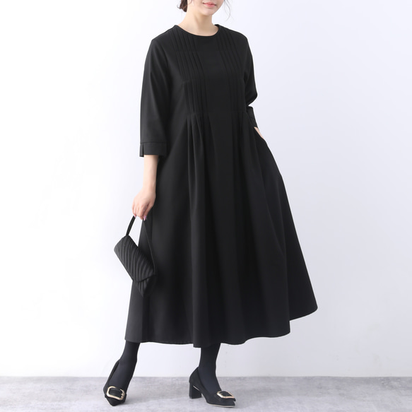 【即納】裾上げ無料♪サイズオーダー可♪全18色　フォーマル　ピンタック　ワンピース（45） 1枚目の画像