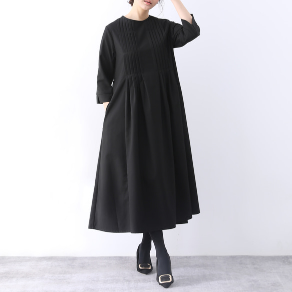 【即納】裾上げ無料♪サイズオーダー可♪全18色　フォーマル　ピンタック　ワンピース（45） 3枚目の画像