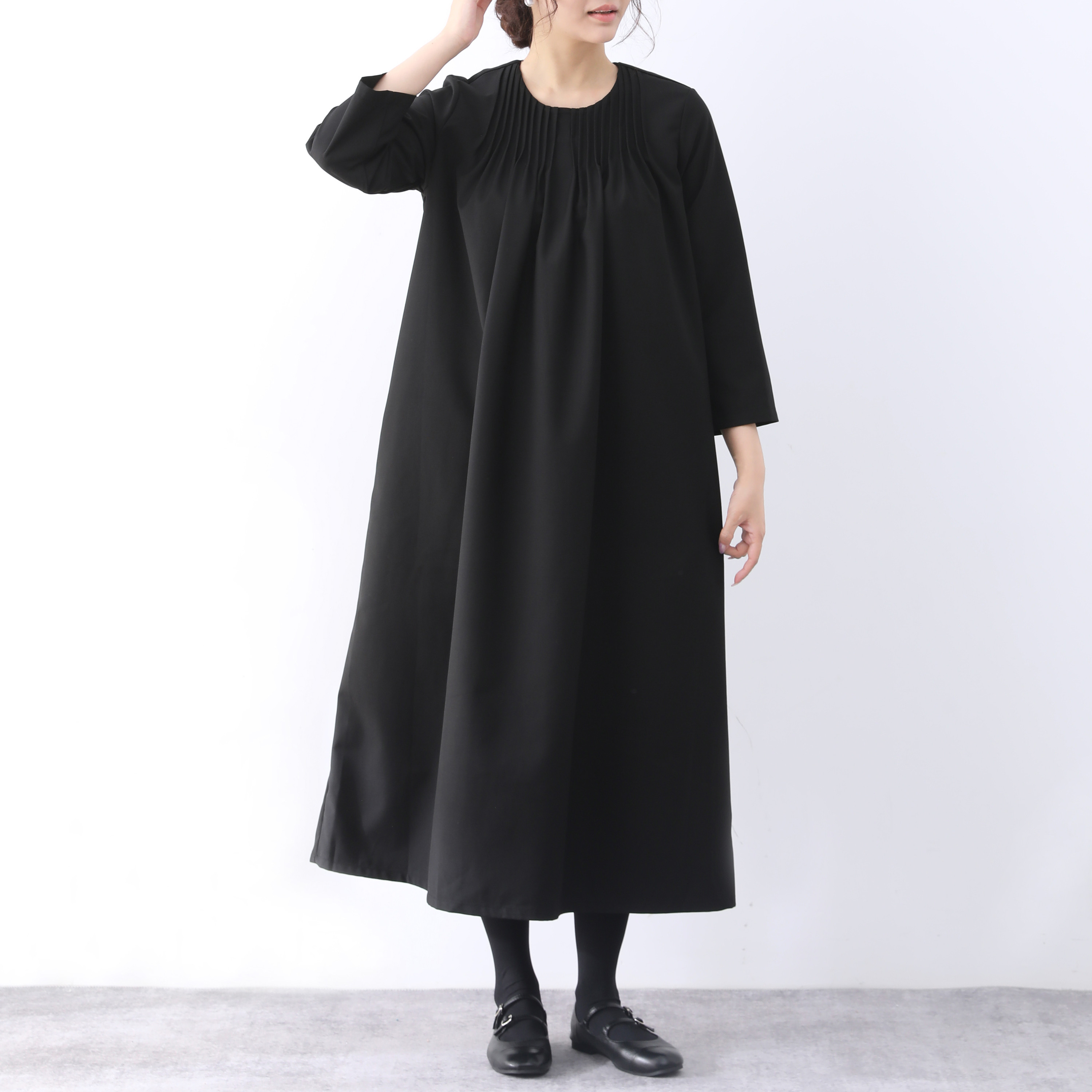 【即納】裾上げ無料♪サイズオーダー可♪全18色　フォーマル　ピンタック　ロングワンピース