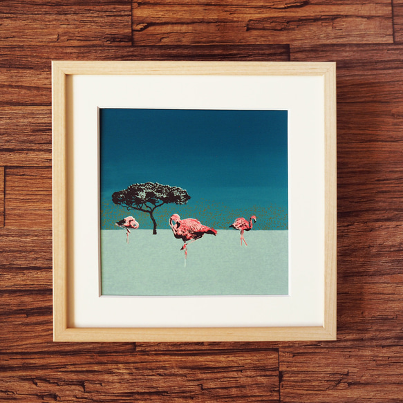 おだやかなフラミンゴたちの世界 シルクスクリーン版画 版画 G.O.A.T