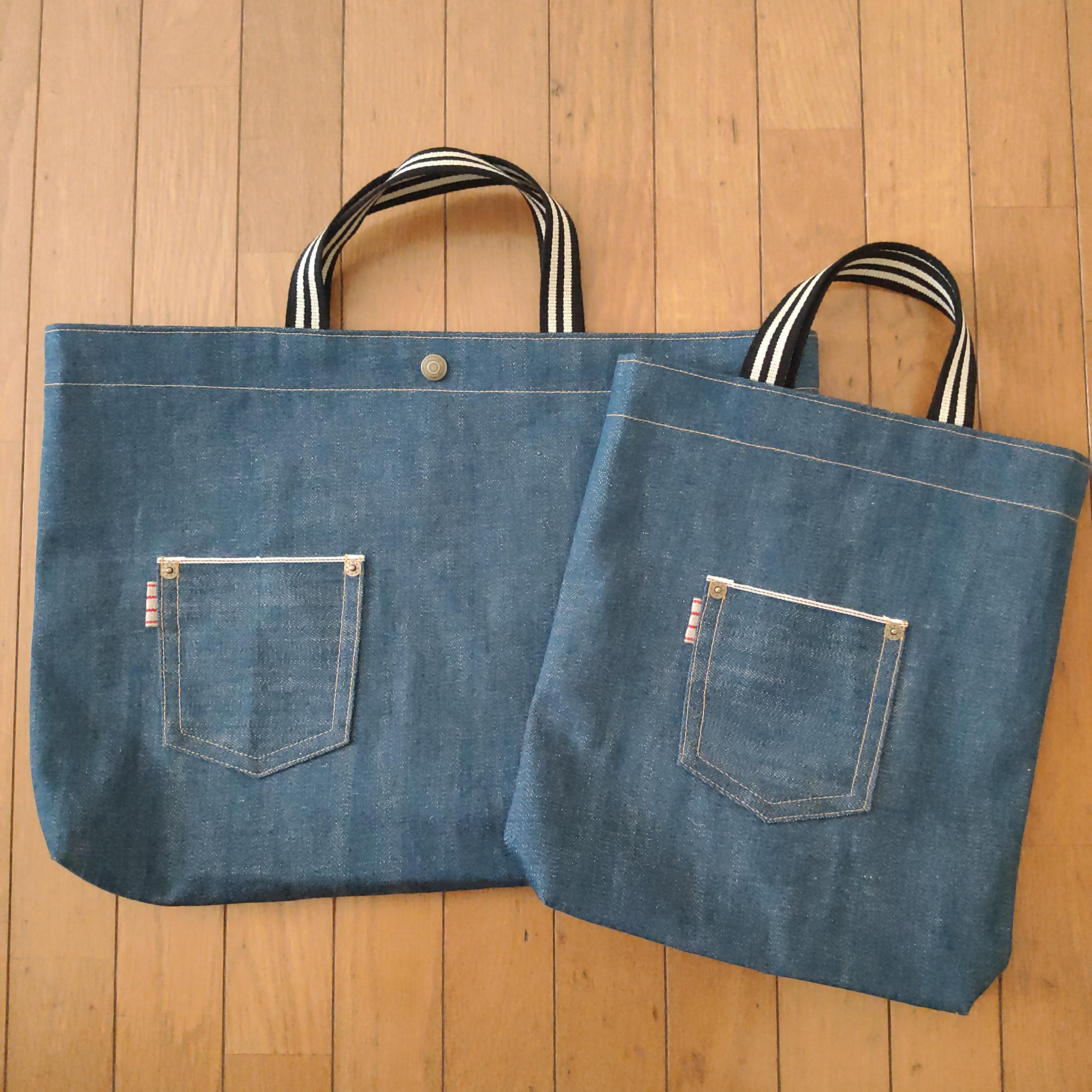 レッスンバッグ＆シューズケース☆2点セット☆Ｌブルー 岡山デニム　セルビッチ　赤耳　ヒッコリー　入学　入園