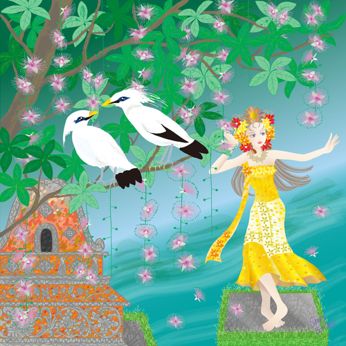 バリ島#ウブドゥ#絵画#鳥#アート#インテリア#癒し
