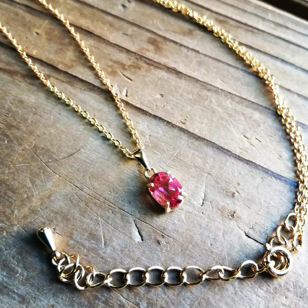 ◆宝石品質◆AAAピンクトパーズのペンダント オーバルファセットカット 5500円（送料無料） 8×6mm