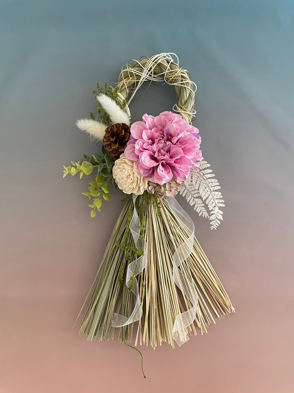 手作りキット＊早割りお正月飾り＊優美水引とピンクダリアのお正月