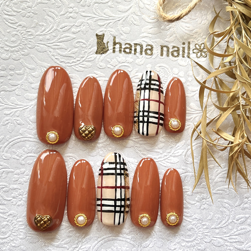 SALE ネイルチップ チェック柄ネイルチップ ネイルチップ（つけ爪  