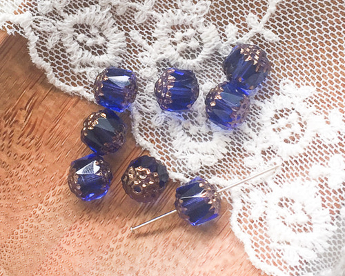 8ミリ 8個】サファイアブルー FPダブルフェイス チェコビーズ C1125