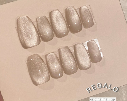 ネイルチップオーダー グレージュ マグネットネイル ワンホン 推し活 シルクマグ ネイルチップオーダー グレージュ マグネットネイル ワンホン