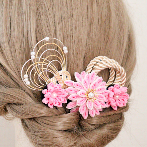 つまみ細工 髪飾り ヘアクリップをUピンに変更 つまみ細工 髪飾り ヘアクリップをUピンに変更