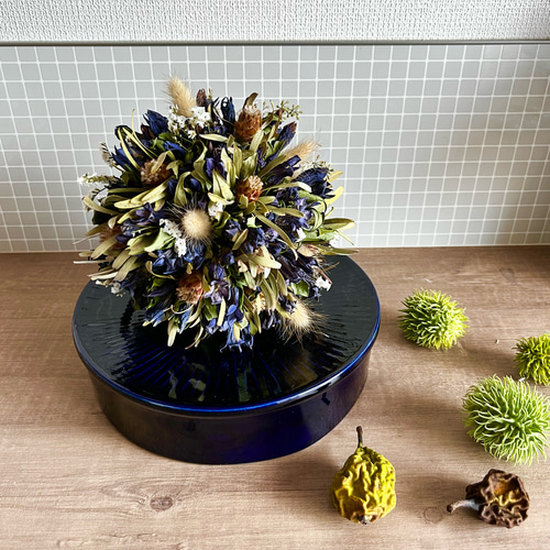 リンドウのドライフラワーボールリース リース moomou 通販｜Creema  