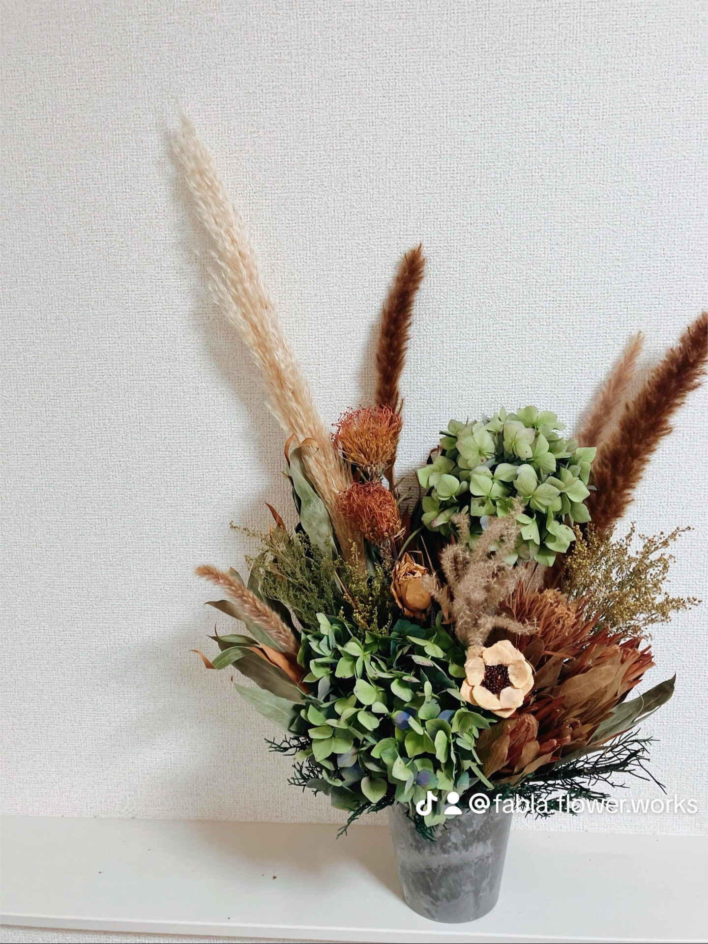 ドライフラワーアレンジ　秋色紫陽花