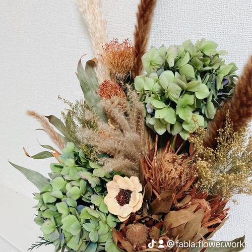 ドライフラワーアレンジ 秋色紫陽花 その他素材 fabla flower works