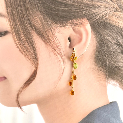 ♡ハンドメイド♡ビジューピアスイヤリング№670金木犀 新作❣️秋 金木犀 フラワー レディース ハンドメイド ピアス