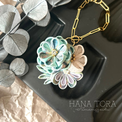 リバティ バックチャーム キーホルダー 花 つまみ細工 軽い