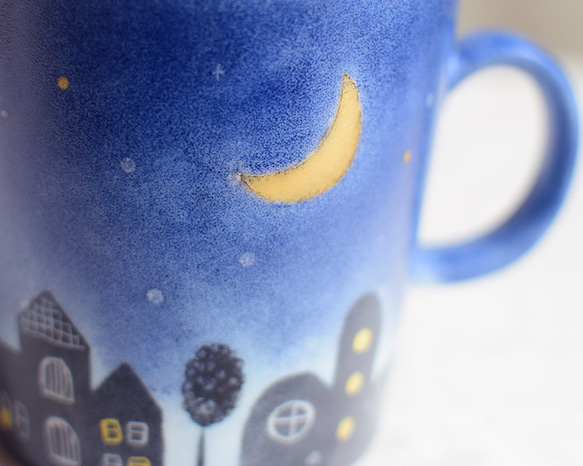 三日月のある雪降る夜の町～冬のマグ 9枚目の画像