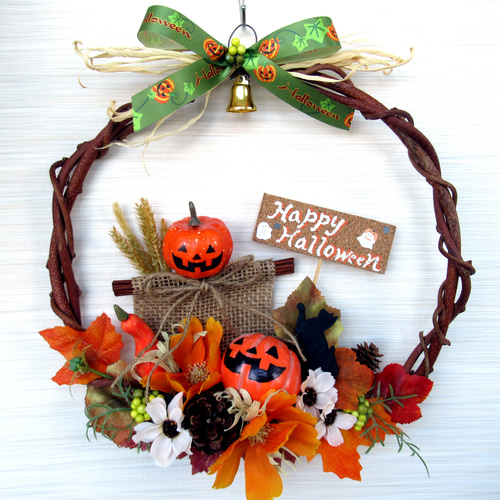 ハロウィン(*^^*)リース　秋リースHALLOWEEN 木の実リース　雑貨 ハロウィン(*^^*)リース 秋リースHALLOWEEN 木の実リース 雑貨