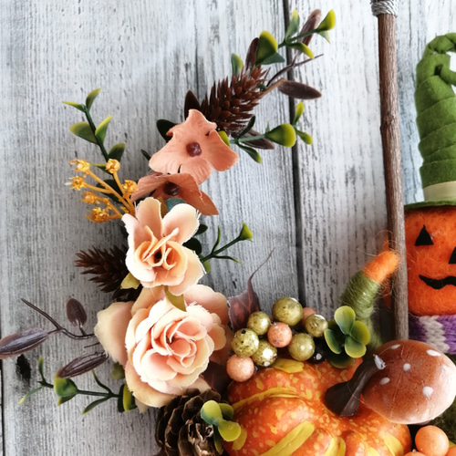 2024♪】三日月型のハロウィンリース 緑 ジャック・オー・ランタン