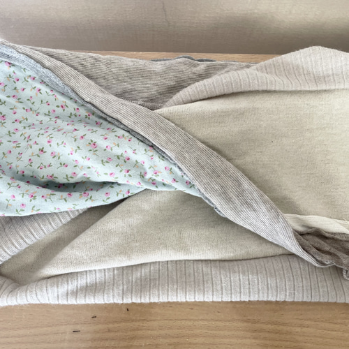 FBGカーキ&ブルーグレーベージュ花柄国内ハンドメイド手作りネック  