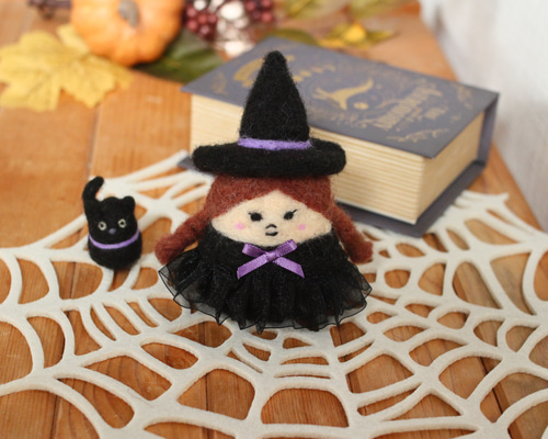 ハンドメイド★羊毛フェルト　ハロウィン　猫　仮装　魔女　デビル ハンドメイド☆羊毛フェルト ハロウィン 猫 仮装 魔女 デビル