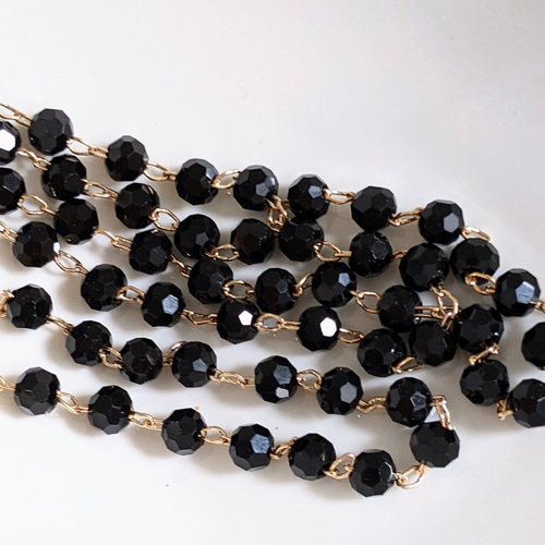 ビーズ チェーン ブラック 30cm パーツ チャーム ハンドメイド 金具