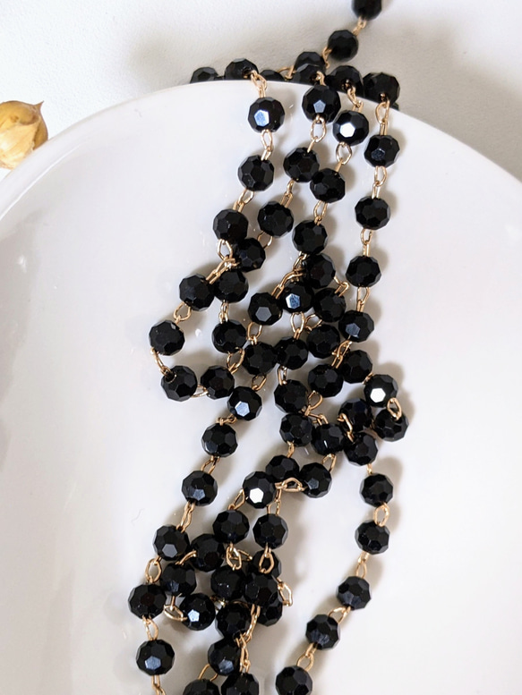 ビーズ チェーン ブラック 30cm パーツ チャーム ハンドメイド 金具