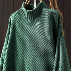 受注.綿.６色入り.ハーフハイネック綿糸セーター.編み.カジュアルセーター.ニットセーター.長袖トップス【秋冬春】 7枚目の画像
