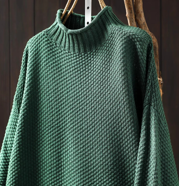 受注.綿.６色入り.ハーフハイネック綿糸セーター.編み.カジュアルセーター.ニットセーター.長袖トップス【秋冬春】 7枚目の画像