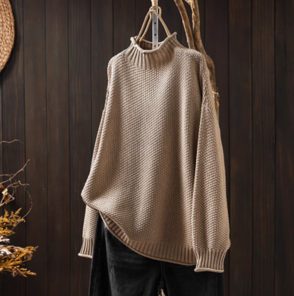 受注.綿.６色入り.ハーフハイネック綿糸セーター.編み.カジュアルセーター.ニットセーター.長袖トップス【秋冬春】 1枚目の画像