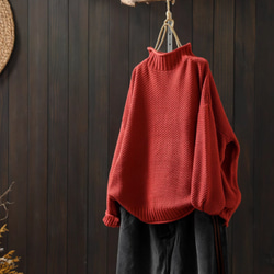 受注.綿.６色入り.ハーフハイネック綿糸セーター.編み.カジュアルセーター.ニットセーター.長袖トップス【秋冬春】 2枚目の画像