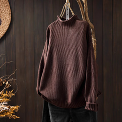 受注.綿.６色入り.ハーフハイネック綿糸セーター.編み.カジュアルセーター.ニットセーター.長袖トップス【秋冬春】 6枚目の画像