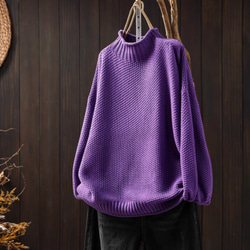 受注.綿.６色入り.ハーフハイネック綿糸セーター.編み.カジュアルセーター.ニットセーター.長袖トップス【秋冬春】 4枚目の画像