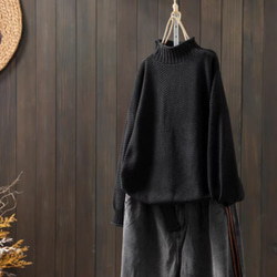 受注.綿.６色入り.ハーフハイネック綿糸セーター.編み.カジュアルセーター.ニットセーター.長袖トップス【秋冬春】 3枚目の画像