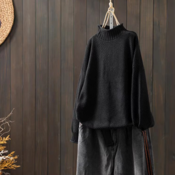 受注.綿.６色入り.ハーフハイネック綿糸セーター.編み.カジュアルセーター.ニットセーター.長袖トップス【秋冬春】 3枚目の画像