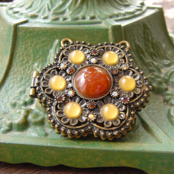 アンティーク風コンパクトミラー 携帯用鏡 ロケットネックレス