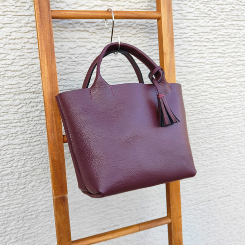 姫路レザー】手縫いのミニトートバッグ（コンパクト/シンプル/メンズ