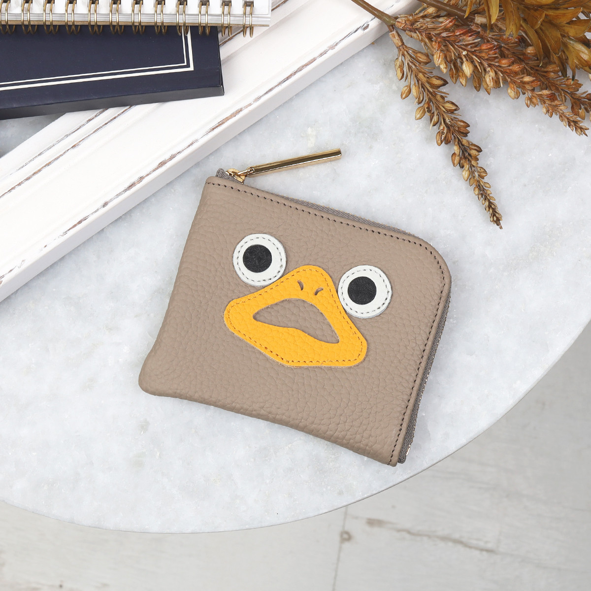 【トープ/ダック】高級感のある薄くて軽い/思わず誰かに見せたくなるダックL字ミニ財布/コンパクト財布