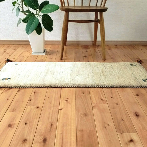 ペルシャ　ギャッベ ランナー中　143×50 アイボリー　ヤギ ペルシャ ギャッベ ランナー中 143×50 アイボリー ヤギ 【公式通販】
