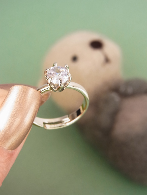 ラッコのお気に入りの石リングホルダー　羊毛フェルト　リングスタンド　指輪置き　らっこ 6枚目の画像