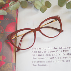 狐狸形鏡框 | 紅棕色 | 可用作老花眼鏡、假眼鏡、近視鏡、散光鏡或太陽眼鏡 第1張的照片