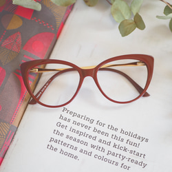 狐狸形鏡框 | 紅棕色 | 可用作老花眼鏡、假眼鏡、近視鏡、散光鏡或太陽眼鏡 第2張的照片