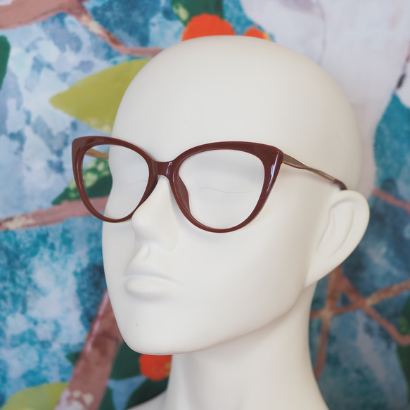 狐狸形鏡框 | 紅棕色 | 可用作老花眼鏡、假眼鏡、近視鏡、散光鏡或太陽眼鏡 第4張的照片