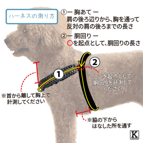 オーダーパラコードハーネス サイズの測り方 オーダーパラコードハーネス サイズの測り方