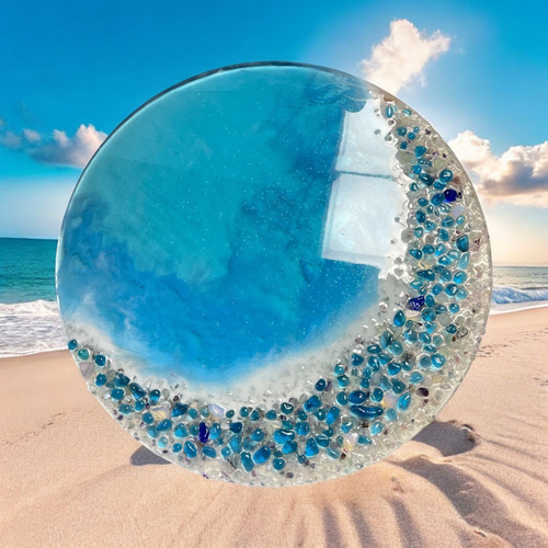 海アート「青のクリスタル海岸」レジンアート オーシャンアート 海アート「青のクリスタル海岸」レジンアート オーシャンアート