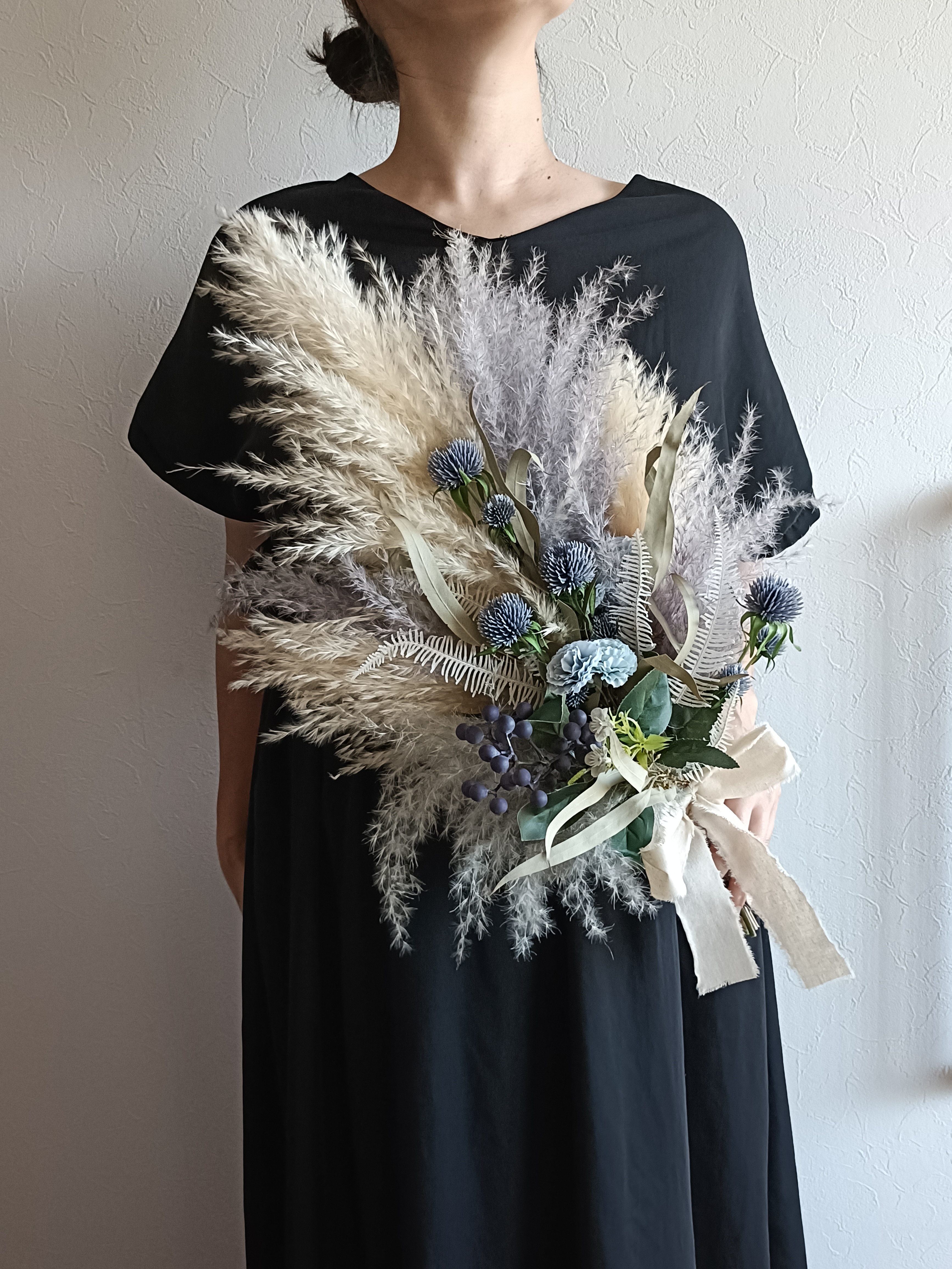 ブーケ　スモークツリー　プロテア　パンパスグラス　ウェディングブーケ　前撮り