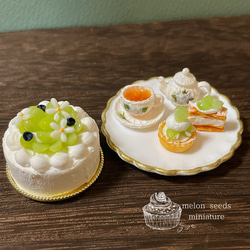 ダークチェリーのリングタルトとカップケーキセット ミニチュア