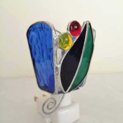 リーフ2・お休みランプ】ステンドグラス スタンドライト・テーブル